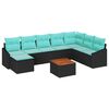 vidaXL Conjunto de Sof&aacute; de Jardim com almofada 9 pcs Preto vime PE