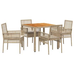 vidaXL Conjunto de Jantar para Jardim 5 pcs Bege vime PE