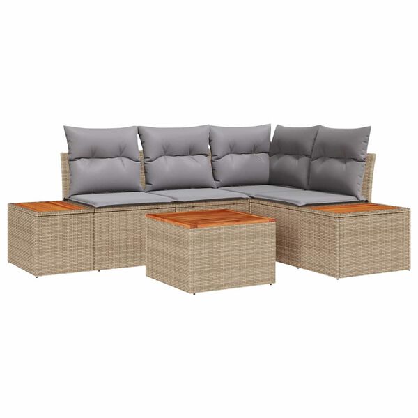 vidaXL Conjunto de Sof&aacute; de Jardim 4 pcs Bege e Cinza Claro Polirattan