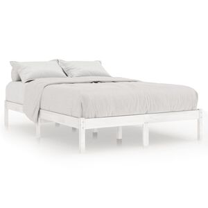 vidaXL Estrutura de cama king 150x200 cm madeira maci&ccedil;a branco
