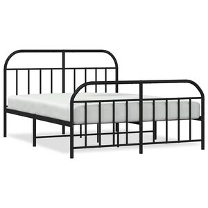 vidaXL Estrutura de cama com cabeceira e p&eacute;s 183x213 cm metal preto