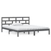vidaXL Estrutura de cama casal 135x190 cm madeira maci&ccedil;a cinzento