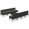 vidaXL 9 pcs conjunto lounge de jardim c/ almofad&otilde;es vime PE preto
