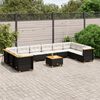 vidaXL 11 pcs conjunto sof&aacute;s de jardim c/ almofad&otilde;es vime PE preto