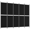 vidaXL Divis&oacute;ria com 5 pain&eacute;is 250x200 cm tecido preto