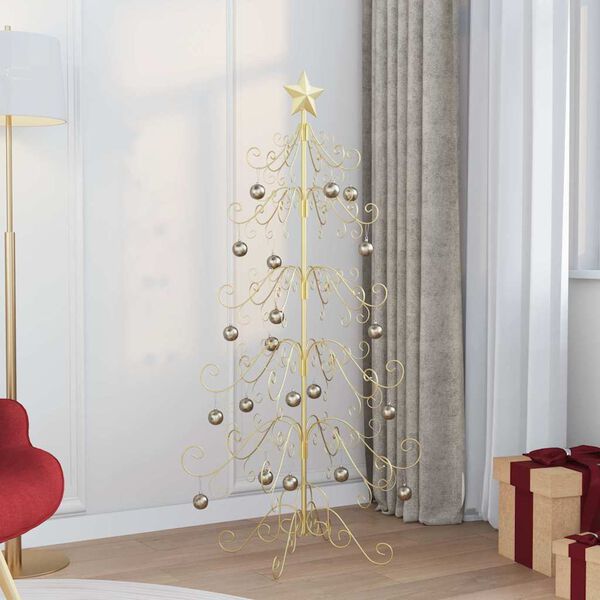 vidaXL &Aacute;rvore de Natal de metal Ouro 150 cm A&ccedil;o com Revestimento em P&oacute;