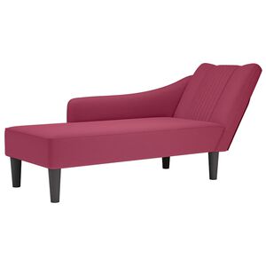 vidaXL Chaise-longue com apoio de braço direito vinho tinto veludo