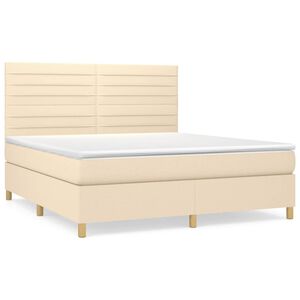 vidaXL Cama com molas/colch&atilde;o 160x200 cm tecido cor creme
