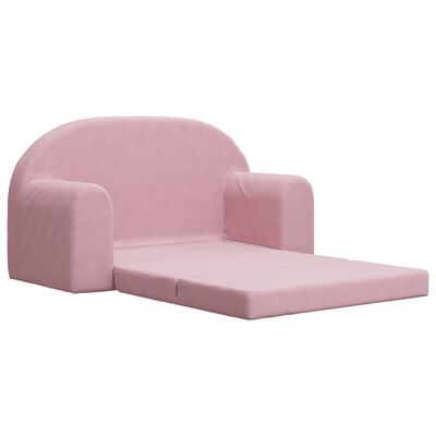vidaXL Sofá-cama infantil de 2 lugares pelúcia macia rosa