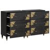 vidaXL Buffet 2 pcs Preto 60 x 33 x 75 cm Madeira de manga maci&ccedil;a