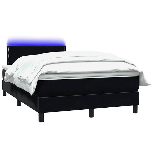 vidaXL Cama box spring c/ colch&atilde;o e LED 120x210 cm veludo preto