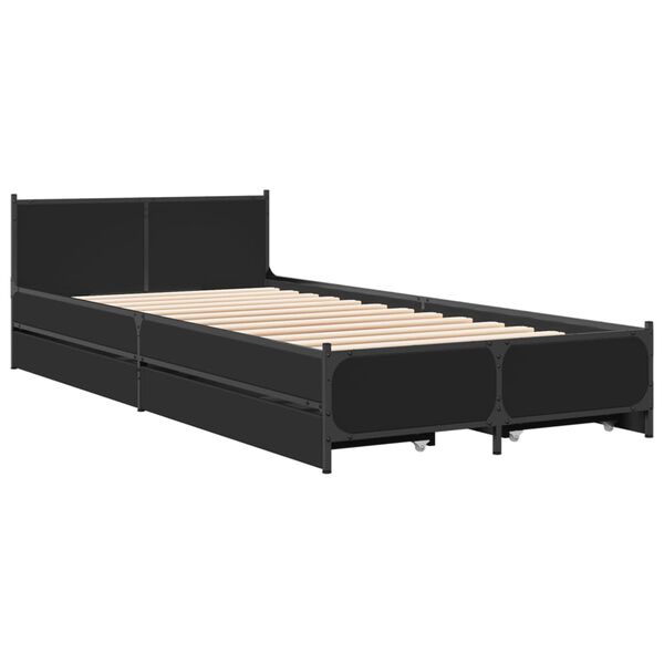 vidaXL Estrutura de cama c/ gavetas 90x200 cm derivados madeira preto