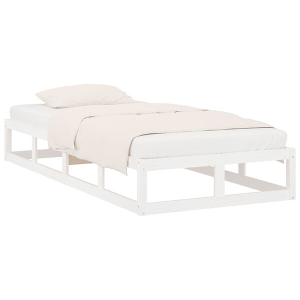 vidaXL Estrutura de cama 90x200 cm madeira maciça branco
