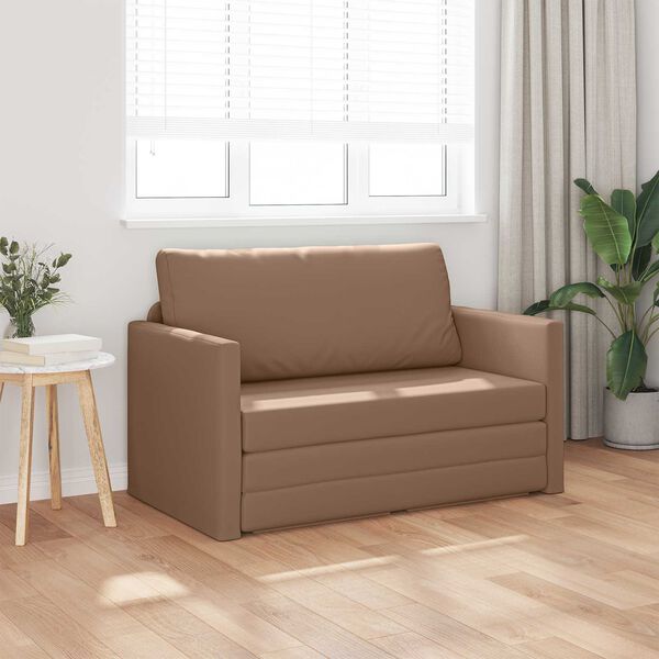 vidaXL Sof&aacute;-Cama 110cm Cappuccino Couro Artificial