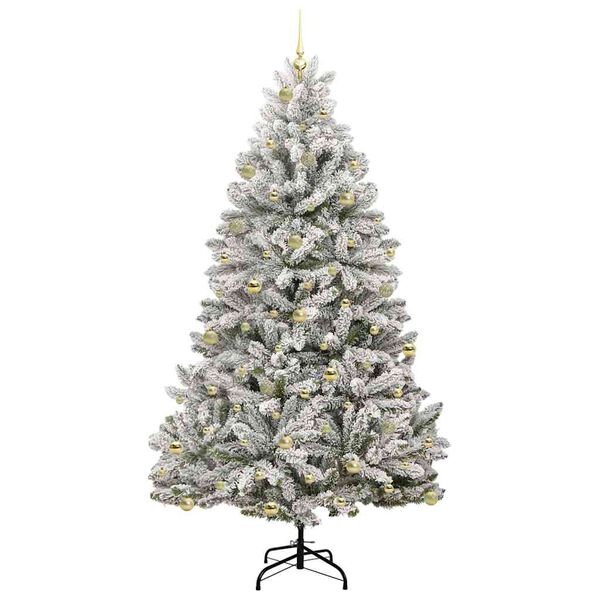 vidaXL &Aacute;rvore de Natal Artificial Verde e Branco 240 cm PVC e Metal