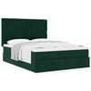 vidaXL Estrutura cama otomana colch&otilde;es 140x200 cm veludo verde escuro