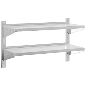 vidaXL Estante parede 2 prateleiras 100x40x60 cm a&ccedil;o inoxid&aacute;vel prata