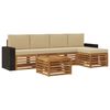vidaXL Conjunto de Sof&aacute;s para Exterior 6 unid. Natural e Bege