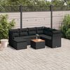 vidaXL 8 pcs conjunto sof&aacute;s de jardim com almofad&otilde;es vime PE preto