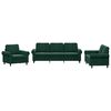 vidaXL 3 pcs conjunto de sof&aacute;s com almofad&otilde;es veludo verde-escuro