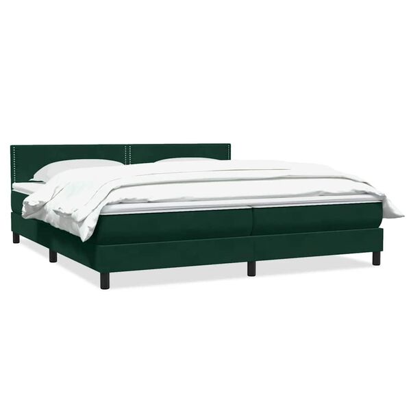 vidaXL Cama com molas colch&atilde;o 200x210 cm veludo verde-escuro