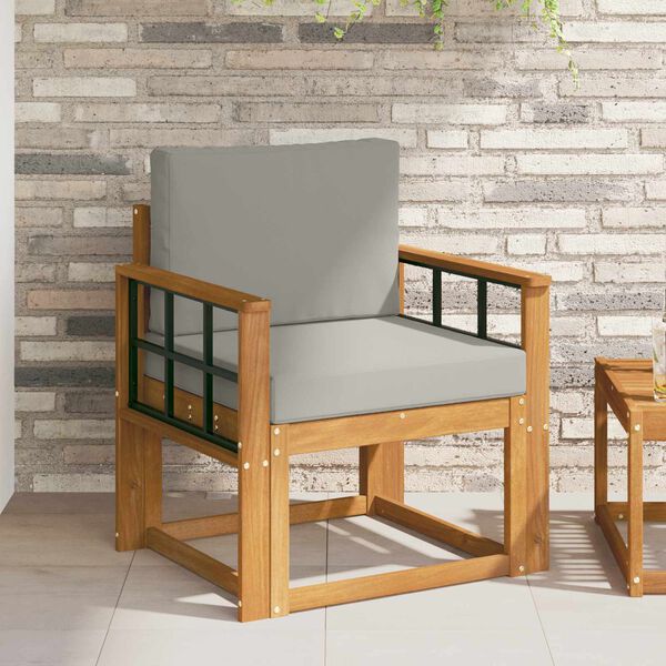 vidaXL Sof&aacute; exterior Madeira de Ac&aacute;cia maci&ccedil;a e Poli&eacute;ster