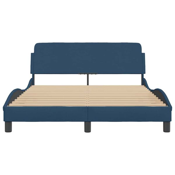 vidaXL Estrutura de cama com cabeceira Dover 140x190 cm tecido azul