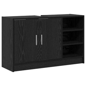 vidaXL Arm&aacute;rio de Banheiro com porta Carvalho Preto 90 x 29 x 55 cm