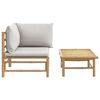 vidaXL 2 pcs conj. lounge de jardim bambu c/ almofad&otilde;es cinzento-claro
