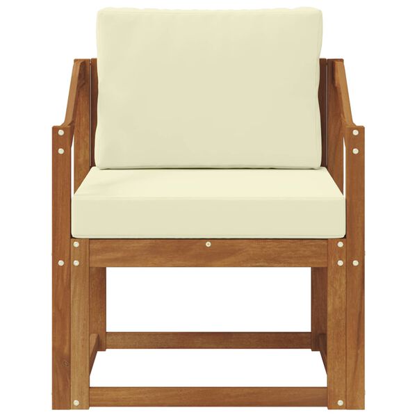 vidaXL Sof&aacute; exterior Madeira de Ac&aacute;cia maci&ccedil;a e Poli&eacute;ster Natural