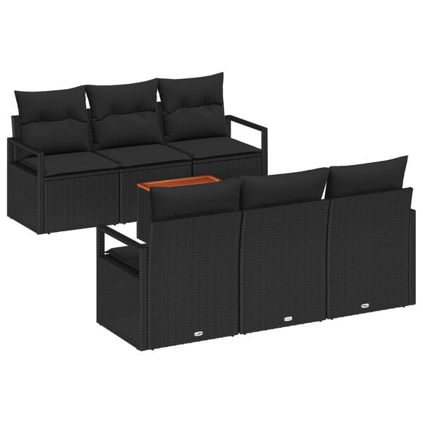 vidaXL Conjunto de Sof&aacute; de Jardim 7 pcs Preto vime PE