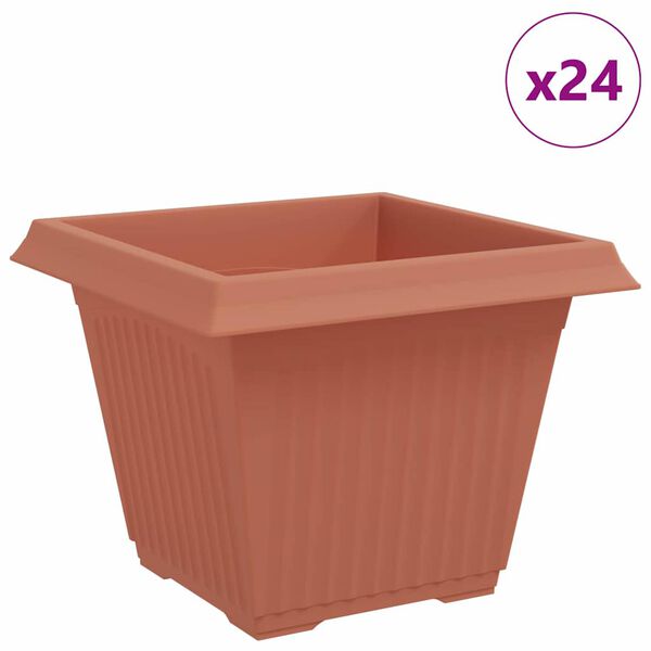 vidaXL Vaso Quadrado para Flores 24 pcs Vermelho Tijolo