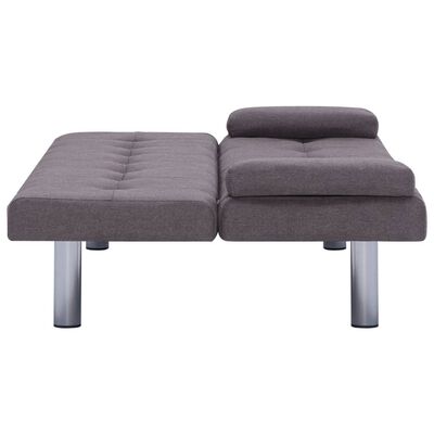 vidaXL Sofá-cama com duas almofadas poliéster cinzento-acastanhado