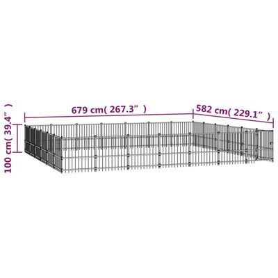 vidaXL Canil de exterior 39,52 m² aço