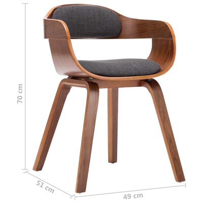 vidaXL Cadeiras de jantar 2 pcs tecido/madeira curvada cinzento-escuro