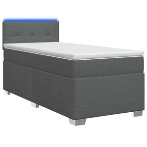 vidaXL Cama Box Spring com Colch&atilde;o e LED Cinzento-Escuro Individual