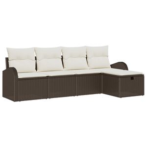 vidaXL Conjunto de Sof&aacute;s com almofada Manual Marrom e Creme vime PE