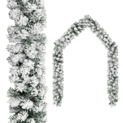vidaXL Grinalda de Natal com neve 10 m PVC verde
