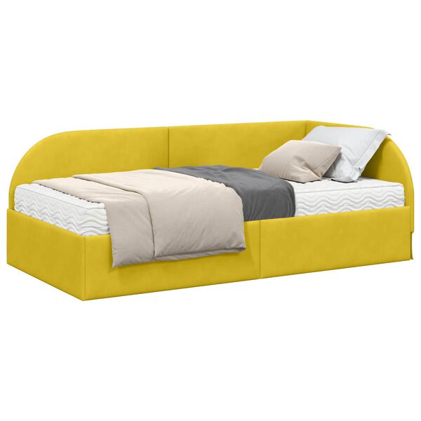 vidaXL Estrutura de Cama de Canto com Colch&atilde;o 2 pcs Amarelo Veludo