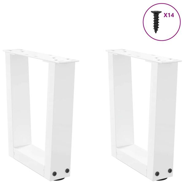 vidaXL P&eacute;s para mesa de centro em V 2 pe&ccedil;as Branco 30x(30-31,3) cm A&ccedil;o
