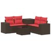 vidaXL Conjunto de Sof&aacute;s 6 unid. Marrom e Vermelho