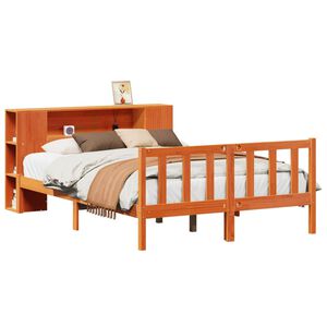 vidaXL Cama com estante sem colch&atilde;o 150x200 cm pinho maci&ccedil;o