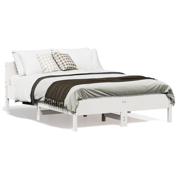vidaXL Cama sem colch&atilde;o 120x190 cm madeira de pinho maci&ccedil;a branco