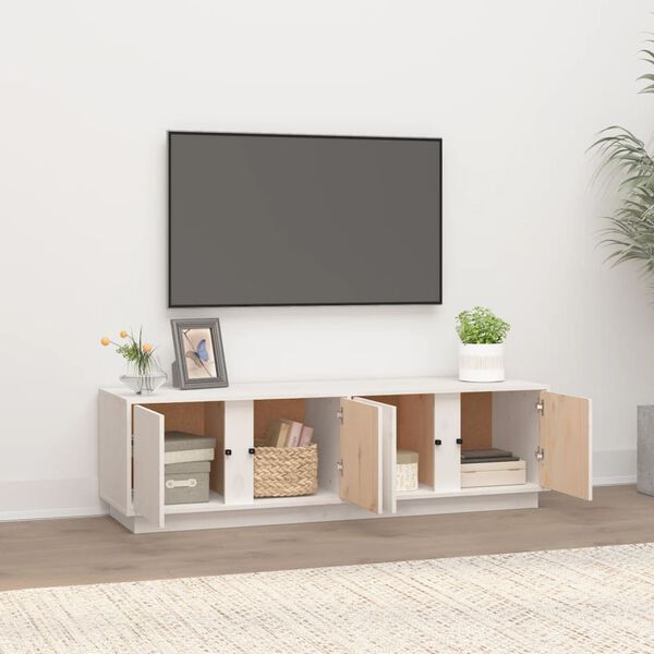 vidaXL M&oacute;vel de TV 140x40x40 cm madeira de pinho maci&ccedil;a branco
