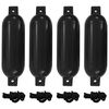 vidaXL Para-choques para barco 4 pcs &Oslash; 14x50 cm PVC preto