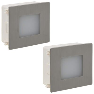 Conjunto 2 focos LED de encastrar para escada 85 x 48 x 85 mm