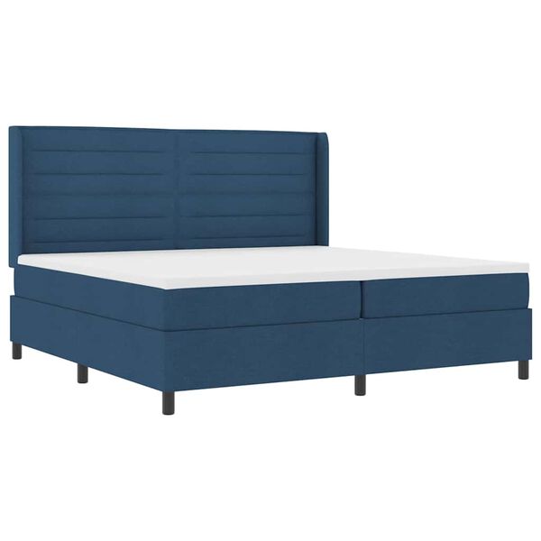 vidaXL Cama Box Spring LED com colch&atilde;o Azul 200 x 200 cm tecido