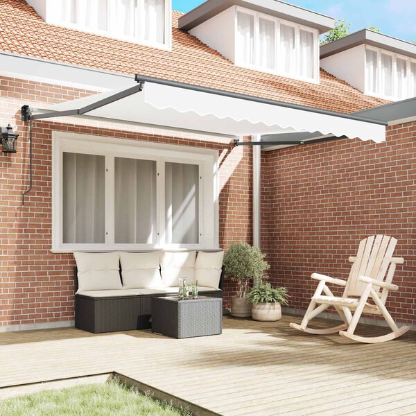 vidaXL Toldo Retr&aacute;til Branco 350 x 250 cm Poli&eacute;ster e Alum&iacute;nio