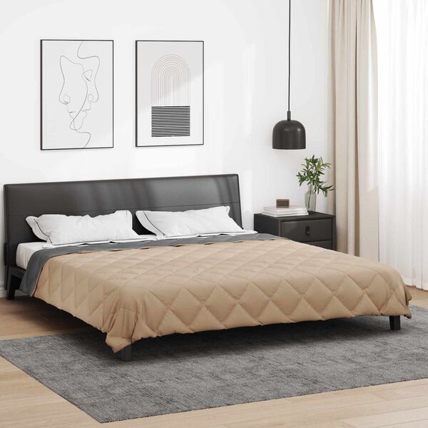 vidaXL Edredom de Ver&atilde;o Simples Antracite e Taupe 200 x 200 cm