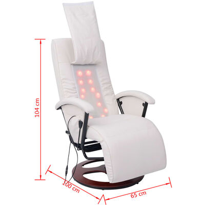 vidaXL Cadeira de massagens shiatsu couro artificial branco